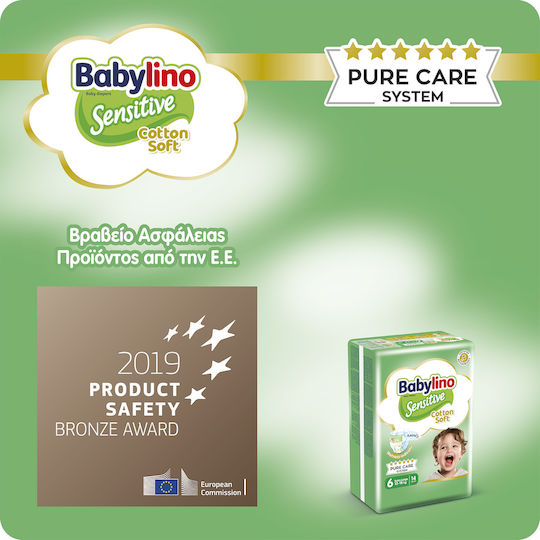 Babylino Scutece cu bandă adezivă Sensitive Cotton Soft Nr. 6 pentru 13-18kg 114buc