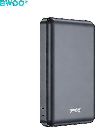 BWOO Power Bank 10000mAh 15W με Θύρα USB-A και Θύρα USB-C Γκρι