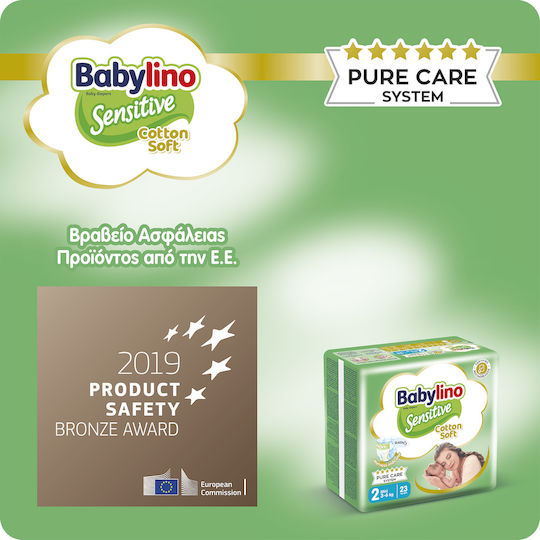 Babylino Klebeband-Windeln Sensitive Cotton Soft Nr. 2 für 3-6kg 128cm