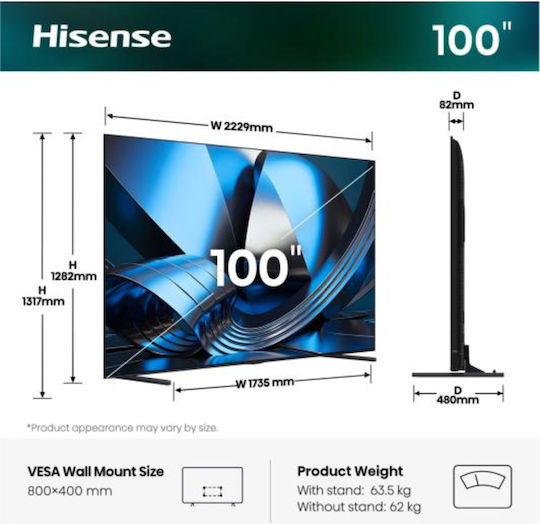 Hisense Smart Televizor 100" 4K UHD LED 100U7DSE HDR (2026)