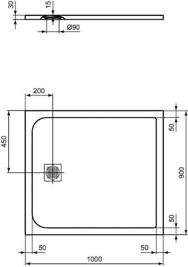 Ideal Standard Ultra Flat S Duschen Künstlicher Stein 100x90cm Grau Ideal Standard Ultra Flat S Duschen Künstlicher Stein 100x90cm Grau