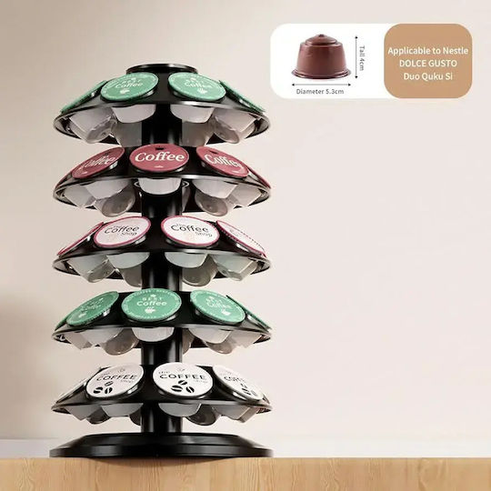 Rotating Coffee Capsule Stand 40 Slots Black