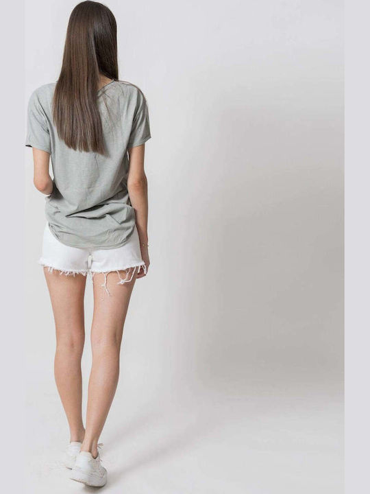 Bluza Damă Bumbac Gri Deschis