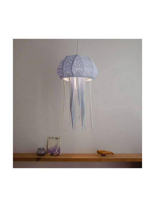 Owl Paperlamps Single-Light Kids Ceiling Light Paper with E27 Socket Blue 60x30cm
