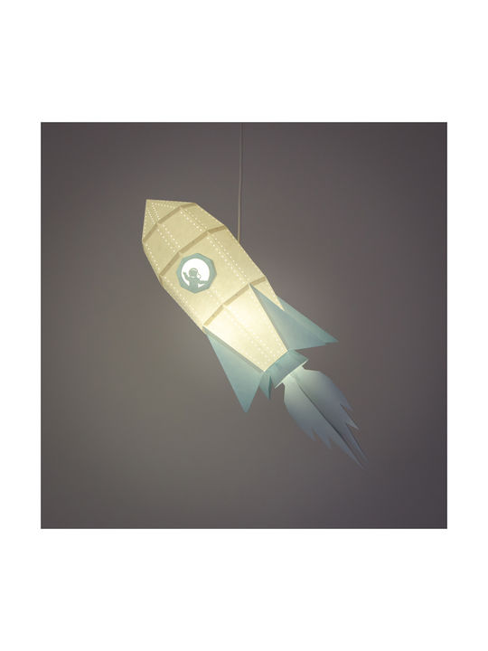 Owl Paperlamps Single-Light Kids Ceiling Light Paper with E27 Socket Blue 40x22cm
