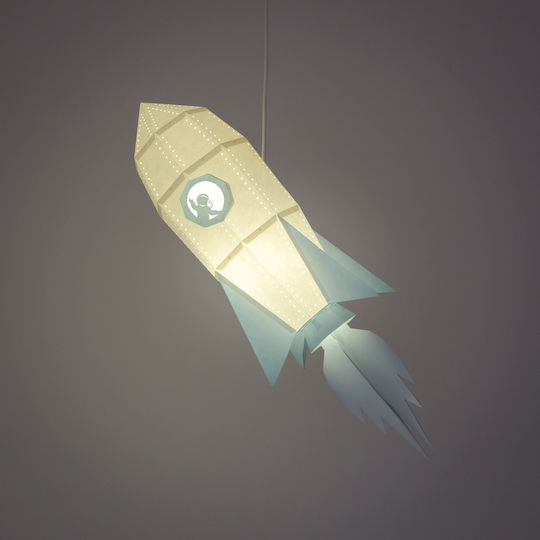 Owl Paperlamps Einfaches Licht Kinderzimmer-Deckenleuchte aus Papier mit E27-Fassung Blau 40x22cm