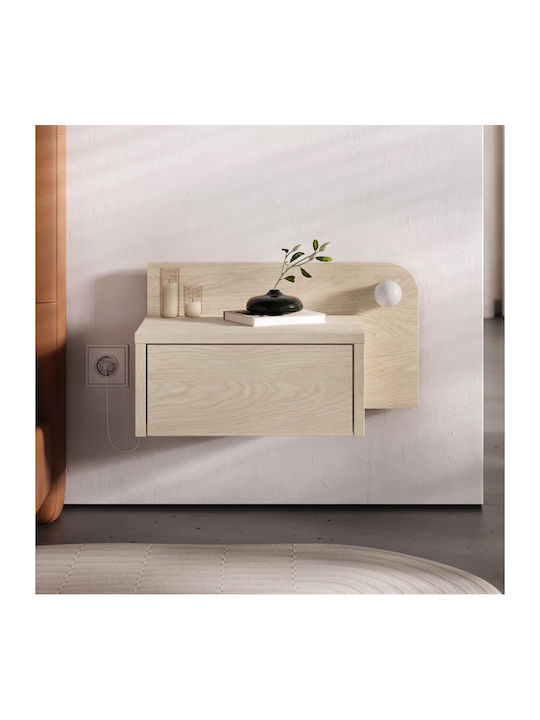 Bedside Table Dotta Wooden Beige 52x33.6x28cm