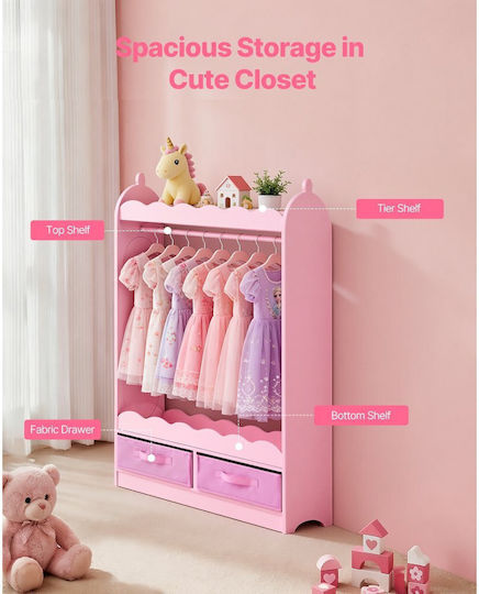 Vevor Kids Multi Hook Wooden Pink