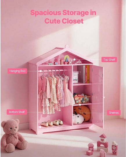 Vevor Kids Multi Hook Wooden Pink 62x20cm