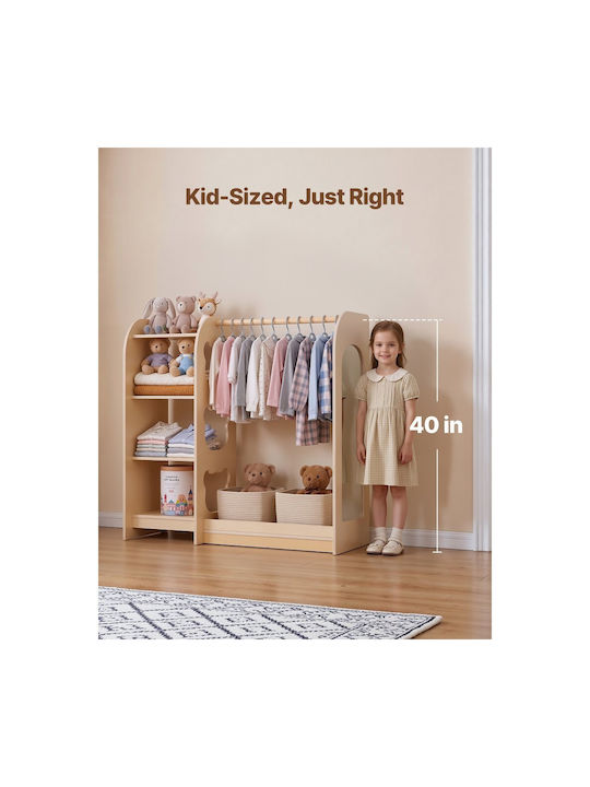 Vevor Kids Multi Hook Wooden Beige with Shelf