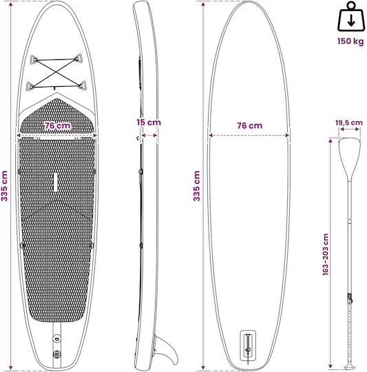 vidaXL Scylla Φουσκωτή Σανίδα SUP με Μήκος 3.35m Μπλε