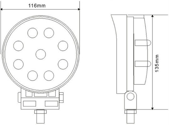 Led Αδιάβροχοι Στρογγυλοί Προβολείς 27w 12-24v 2300lm 6500k Ip67 Σετ 4 Τεμαχίων