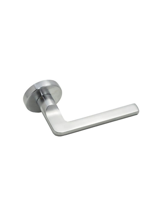 Convex Front Door Lever With Rosette 2325 Pair With A Mouthpiece Matt Chrome