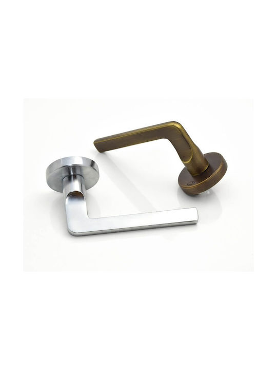 Convex Front Door Lever With Rosette 2325 Pair With A Mouthpiece Matt Chrome