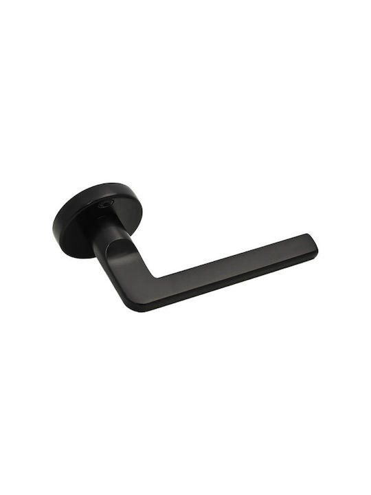 Convex Front Door Lever With Rosette 2325 Pair With Mouthpiece Matte Black