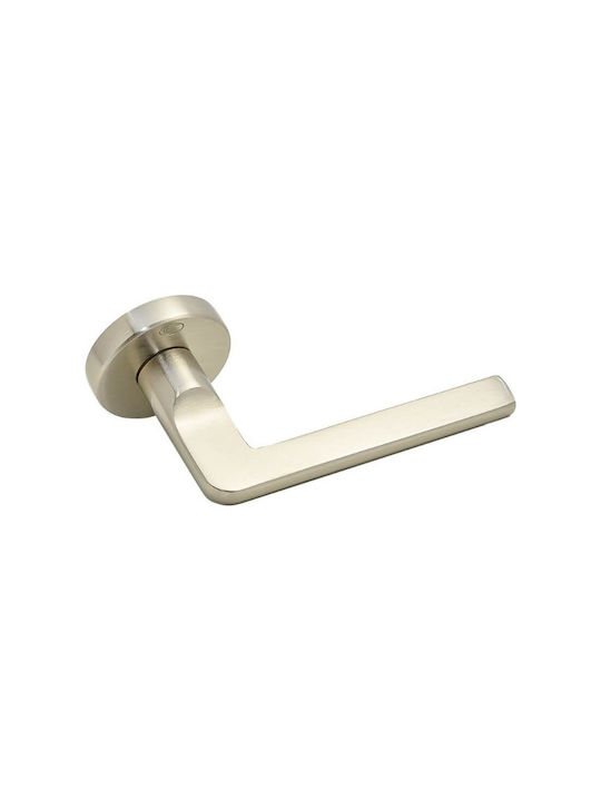 Convex Front Door Lever with Rosette 2325 Pair with Mouthpiece Matt Nickel