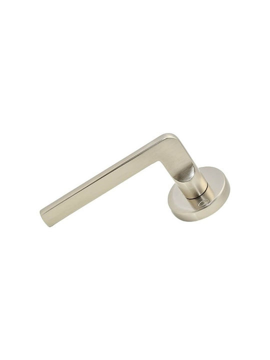 Convex Front Door Lever With Rosette 2325 Pair With Mouthpiece Matt Nickel