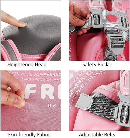 Mambobaby Baby Schwimmtrainer mit Länge 31cm und Sonnenschutz für 6 Monate bis 2 Jahre Rosa Flamingo