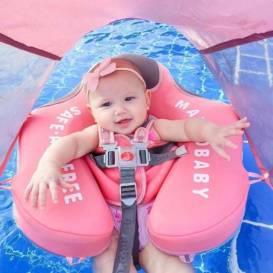 Mambobaby Baby Schwimmtrainer mit Länge 31cm und Sonnenschutz für 6 Monate bis 2 Jahre Rosa Flamingo