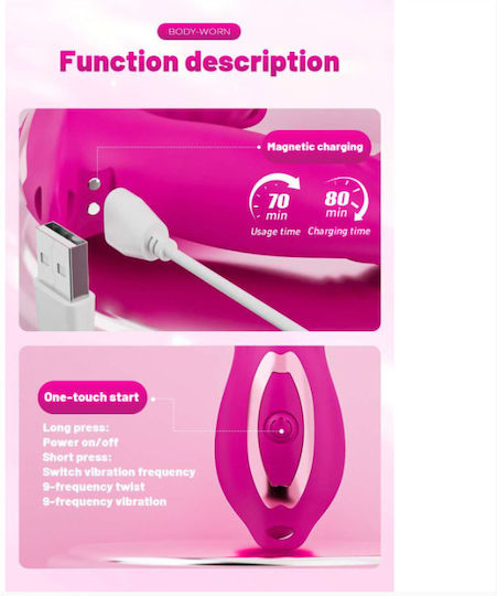 Aph Ροζ Δονητής Διπλής Διέγερσης Pink Dual Stimulation Vibrator Sw5035