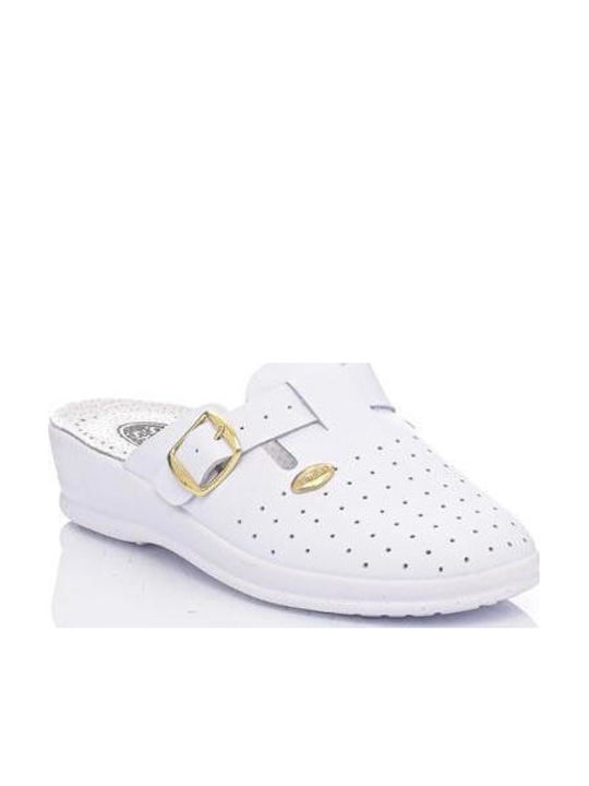 Sunshine Women's Leather Anatomic Clogs White