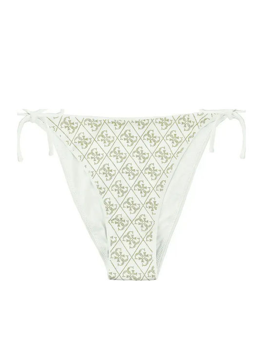 Bikini Șir de caractere cu dantelă Alb