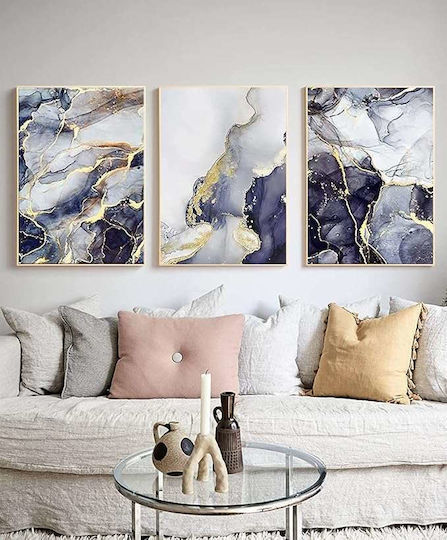 Leinwand Wandposter Ohne Rahmen 3x 60x90cm Marmor Muster