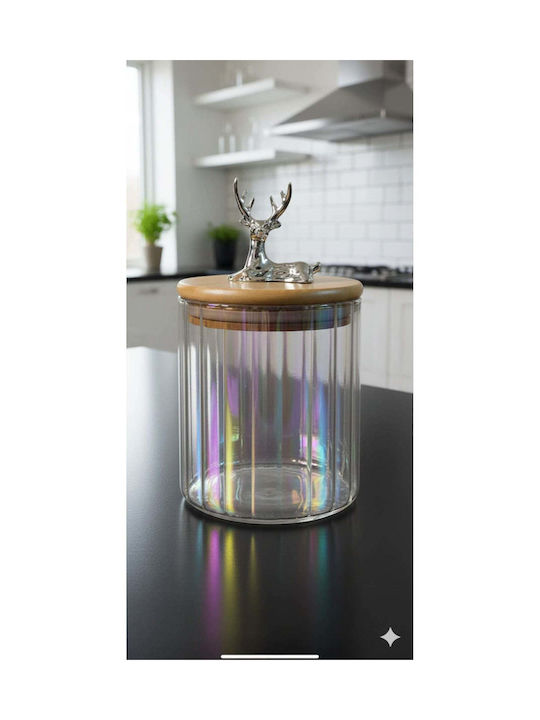 SteweHome Set of 2 Pieces Glass Cereal Jars with Lid 750ml