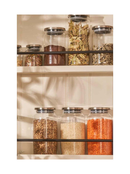 SteweHome Set of 3 Coffee Jars with Metallic Transparent Lid 650ml
