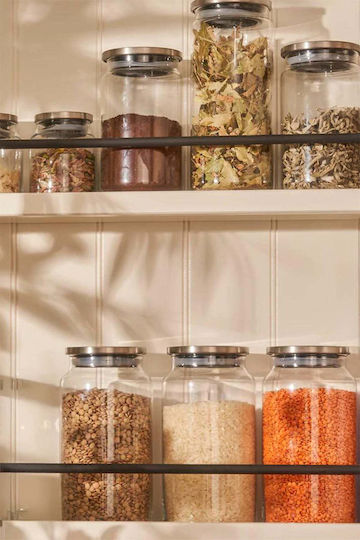 SteweHome Set of 3 Coffee Jars with Metallic Transparent Lid 650ml
