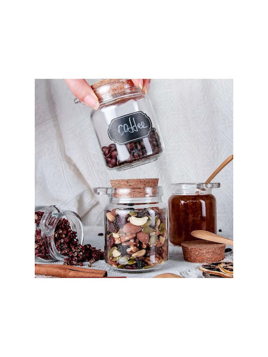 SteweHome Set of 2 General Use Glass White Jars with Cork 250ml