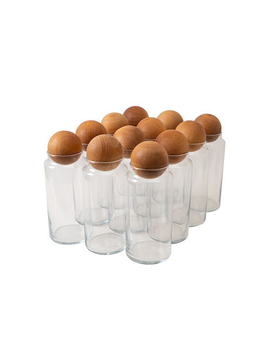 SteweHome Set of 12 General Use Glass Brown Jars with Cork 1300ml