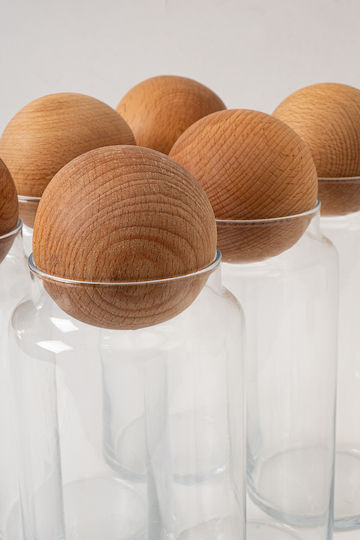SteweHome Set of 12 General Use Glass Brown Jars with Cork 1300ml
