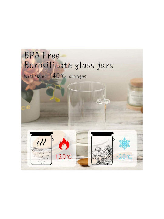 SteweHome Set of 2 Pieces Glass Orange Jars for Coffee Sugar Tea with Airtight Lid 550ml