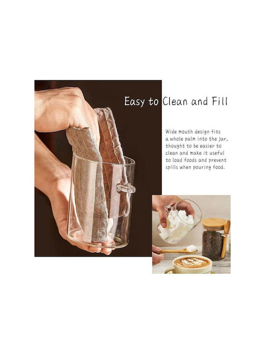 SteweHome Set of 2 Pieces Glass Orange Jars for Coffee Sugar Tea with Airtight Lid 550ml