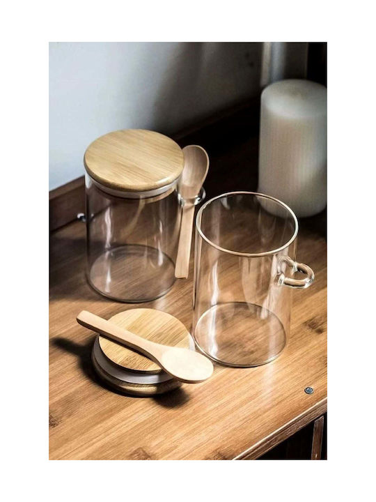 SteweHome Set of 2 Pieces Glass Orange Jars for Coffee Sugar Tea with Airtight Lid 550ml