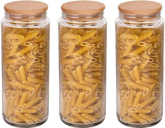 SteweHome Set of 6 General Use Glass Brown Jars with Lid 1500ml