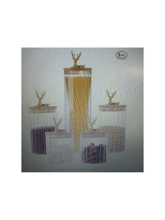 SteweHome Set of 2 Pieces Glass White Cereal Jars with Lid 750ml