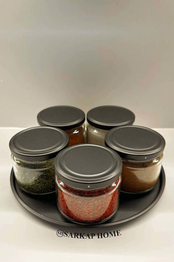 SteweHome Set of 5 General Use Food Jars with Airtight Lid Metallic Black 8.2x8.2x8.2cm