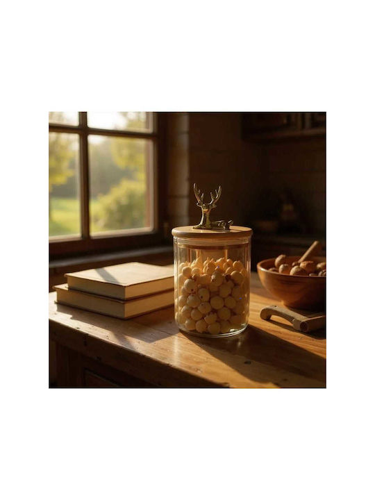 SteweHome Set of 2 Pieces Brown Glass Cereal Jars with Lid 600ml