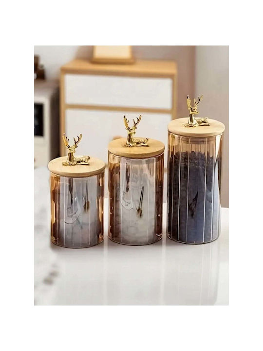 SteweHome Set of 2 Pieces Brown Glass Cereal Jars with Lid 600ml