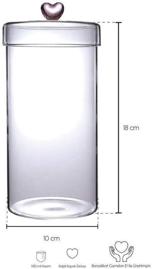 SteweHome Glass Transparent Jar for Pasta Coffee with Lid 1150ml