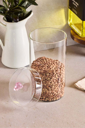 SteweHome Glass Transparent Jar for Pasta Coffee with Lid 1150ml