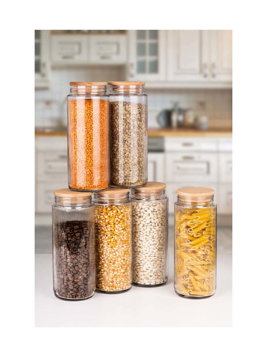 SteweHome Set of 12 General Use Glass Brown Jars with Lid 1500ml