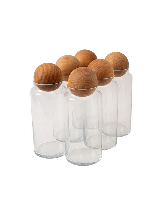 SteweHome Set of 6 Glass Brown Jars for Coffee Tea Pasta with Cork 1300ml