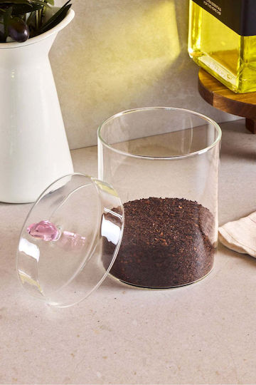 SteweHome Βάζο για Καφέ με Καπάκι Γυάλινο Διάφανο 750ml