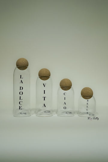 SteweHome Set of 4 General Use Glass White Jars with Cork 1350ml