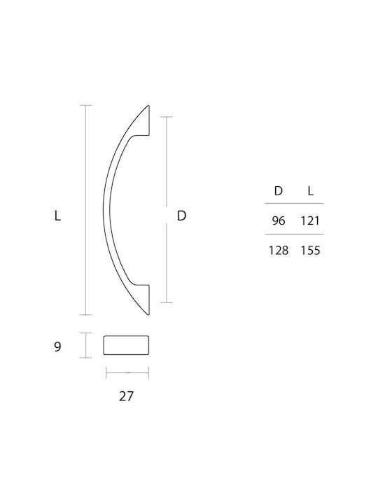 Convex 219 Matt Möbelgriff aus Zamak Schwarz Matt mit Lochabständen 96mm 219-96S19S19