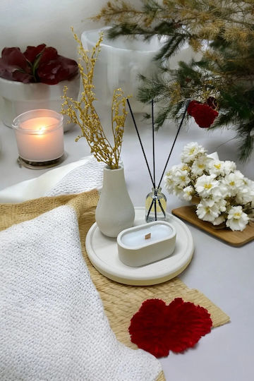 SteweHome Set of Bamboo Vases White Diameter 8xHeight 20cm