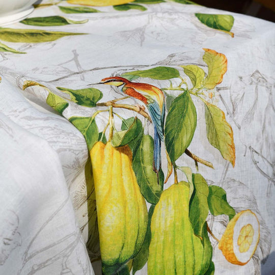 Tessitura Toscana Telerie Τραπεζομάντηλο Λινό Linen Tablecloth Limoncello Λευκό 170x170εκ.